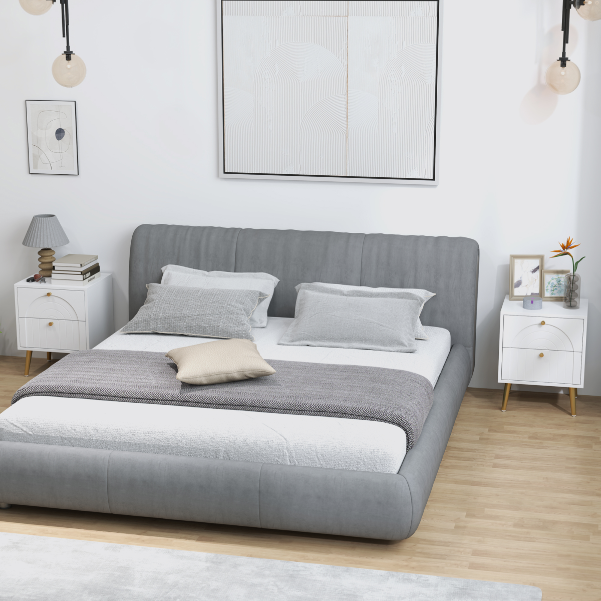 HOMCOM 2-Piece Bedside Tables Set with 2 Drawers for Bedroom, White