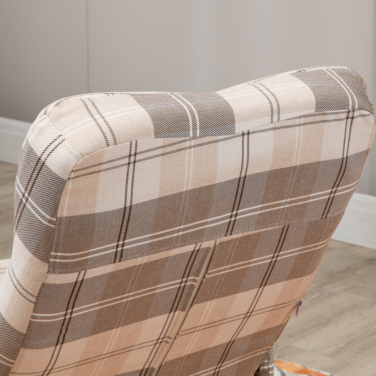 Recliner Chair and Footstool Linen-touch Fabric Wooden Base Multicolour