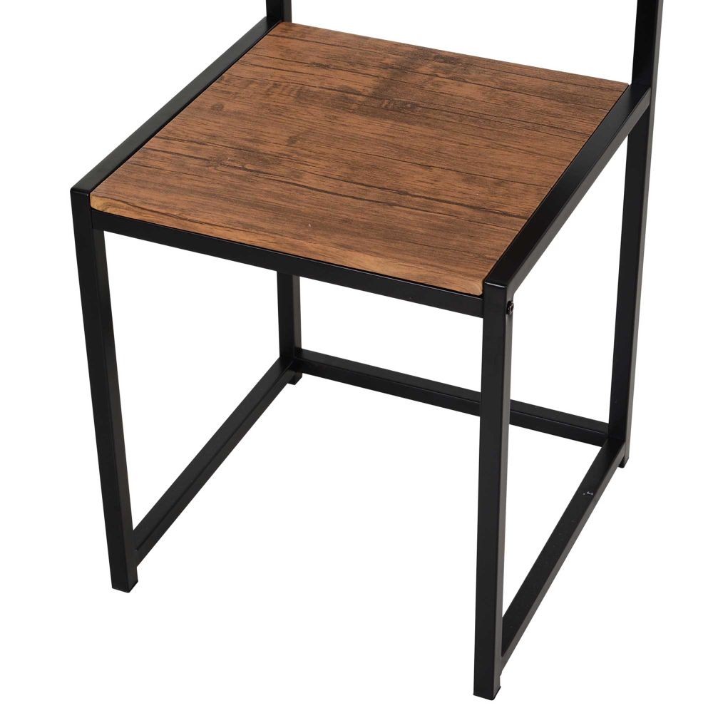 Chic Steel Frame 2-Seater Bar Stool & Table Set - Modern Wood Tone Elegance