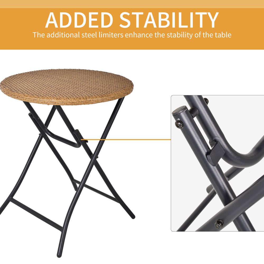 Chic 3-Piece Folding Rattan Bistro Set - Stylish Chairs & Table for Outdoor Relaxation
