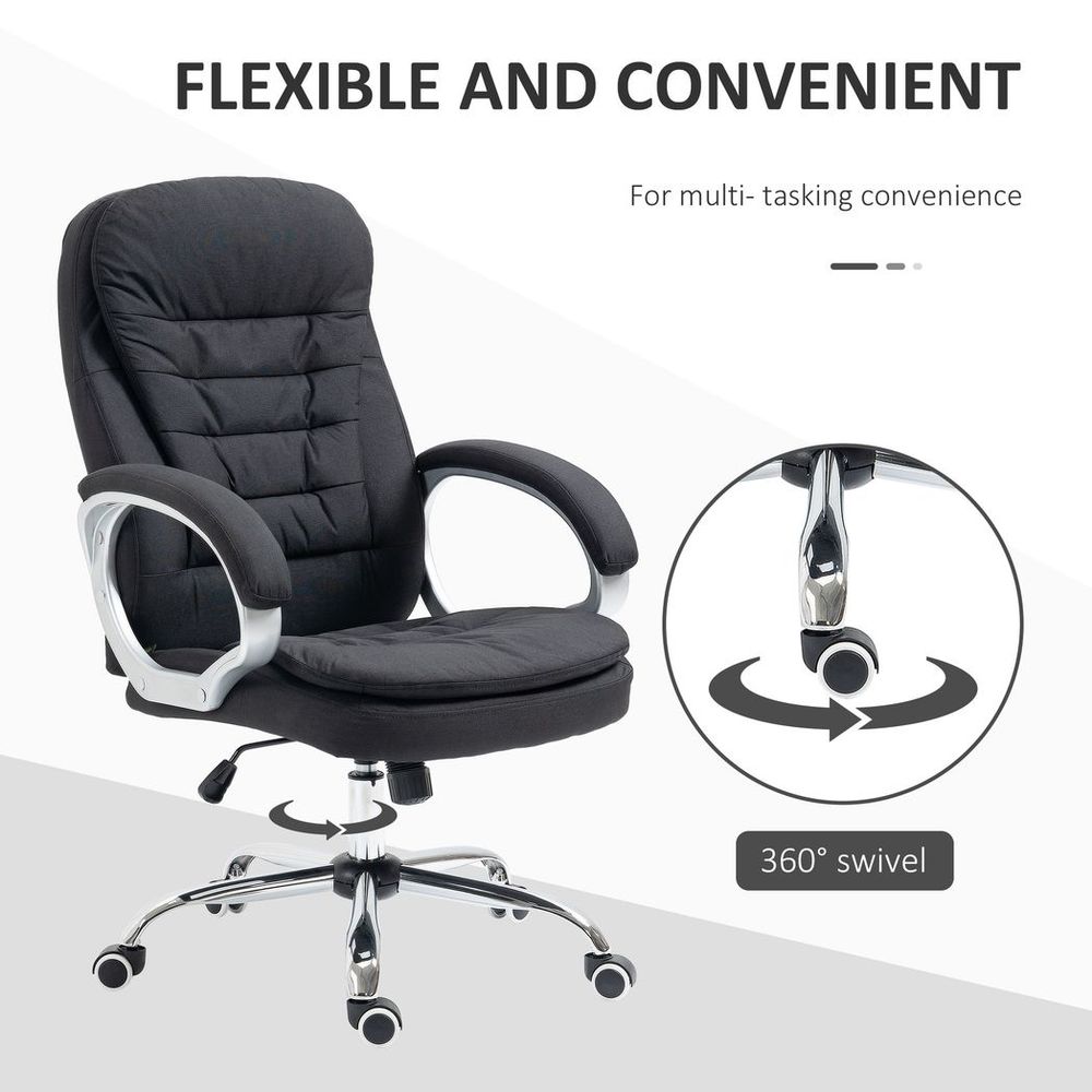 Executive Office Chair with 360� Swivel Wheels Armrests Adjustable Height Black