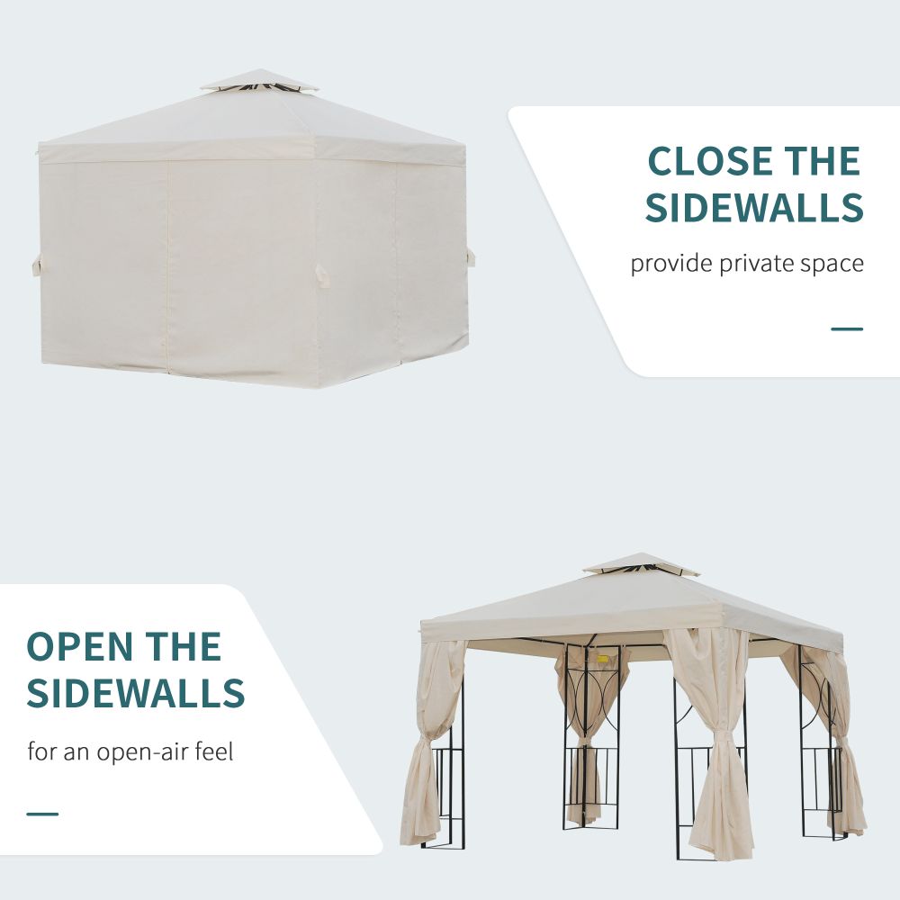 Outsunny 3x3m Metal Gazebo: Elegant Sun Shade for Outdoor Parties & Relaxation