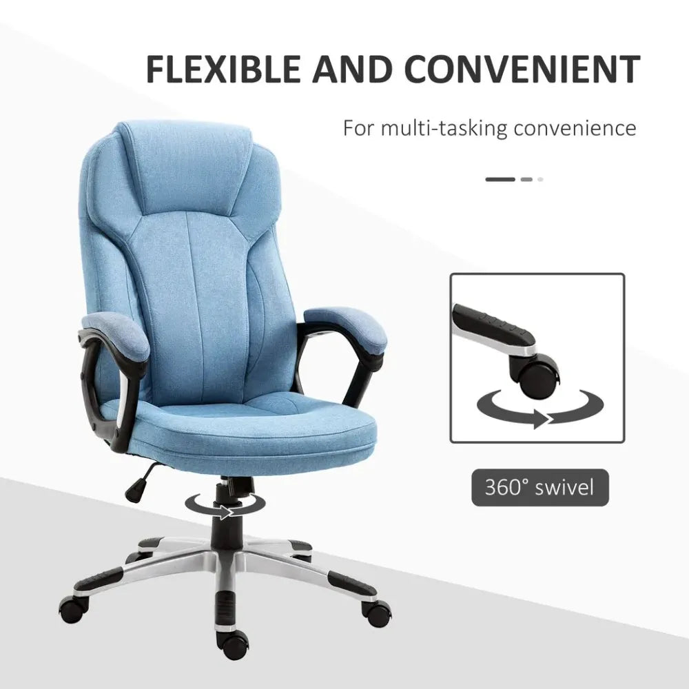 Ergonomic High Back Adjustable Office Chair with Armrests - Stylish Blue Comfort