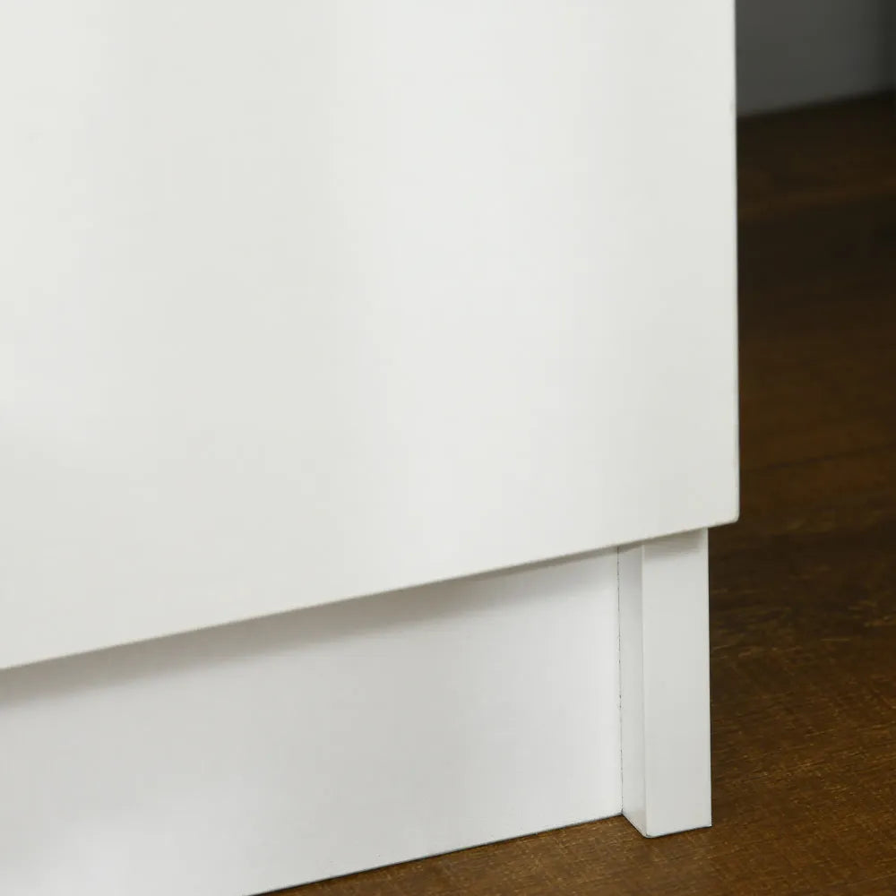 HOMCOM LED Nightstand: Stylish White Bedside Table with 2 Drawers & Lights