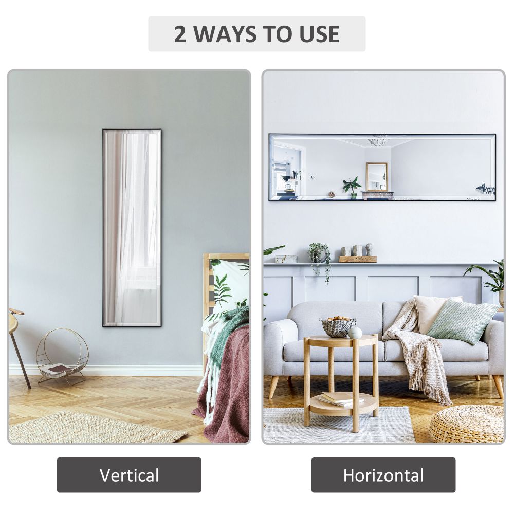 Full Length Mirror Dressing Mirror Wall-Mounted for Bedroom Black