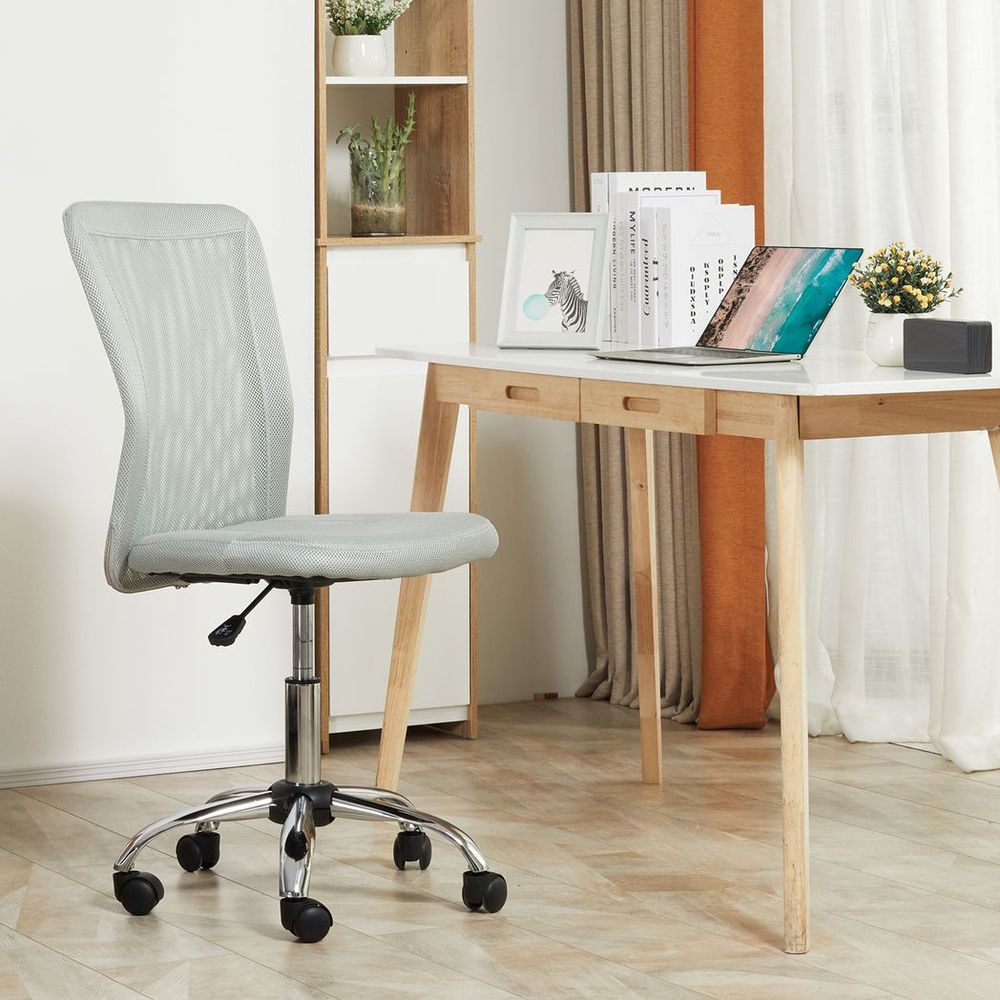 Compact Armless Ergonomic Office Chair - Height Adjustable with Mesh Back
