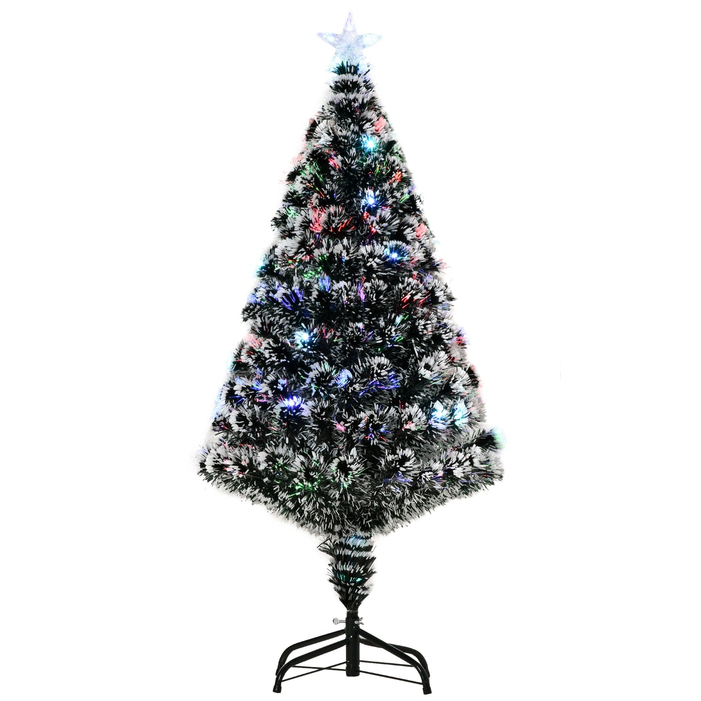 4ft Snow-Dipped Prelit Christmas Tree with Green & White LED Fiber Optic Lights