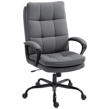 HOMCOM Fabric Office Chair, Computer Desk Chair for Home, Charcoal Grey