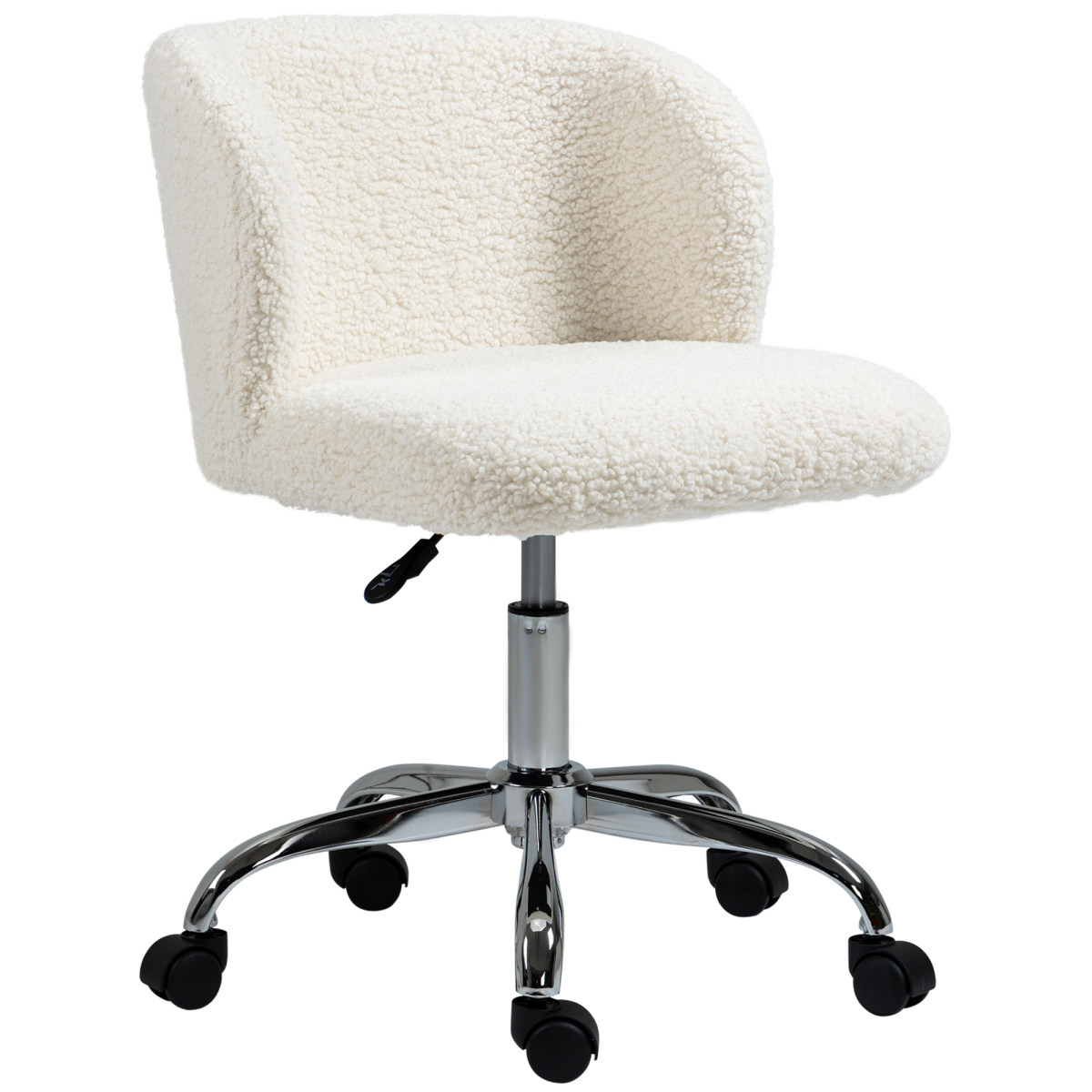 HOMCOM Office Chair, Swivel Chair with Adjustable Height and Wheels, White