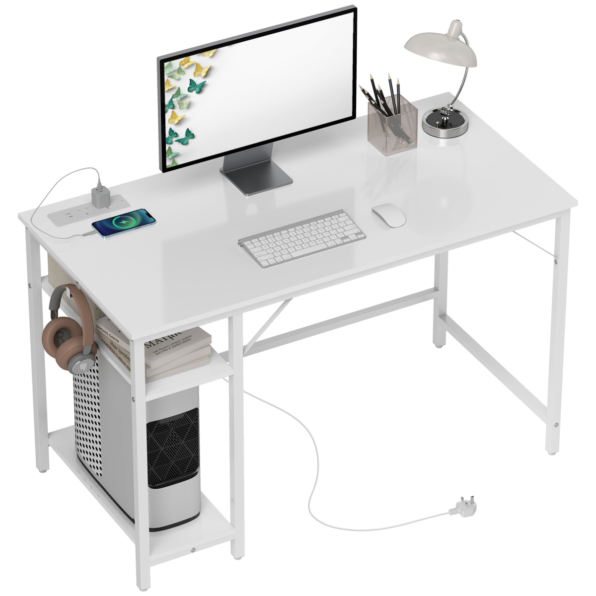 HOMCOM 120x60 cm Reversible White Home Office Desk - Spacious & Sleek