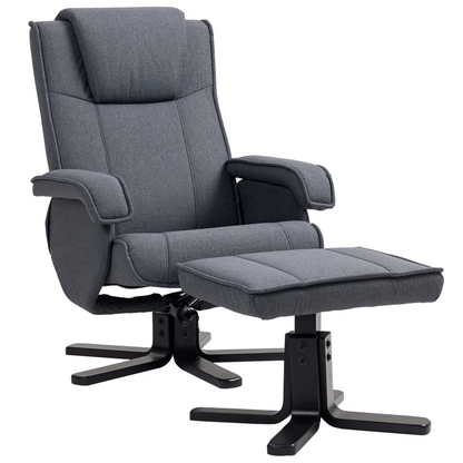 HOMCOM Rocker Swivel Recliner Chair with Footstool, Linen Upholstered
