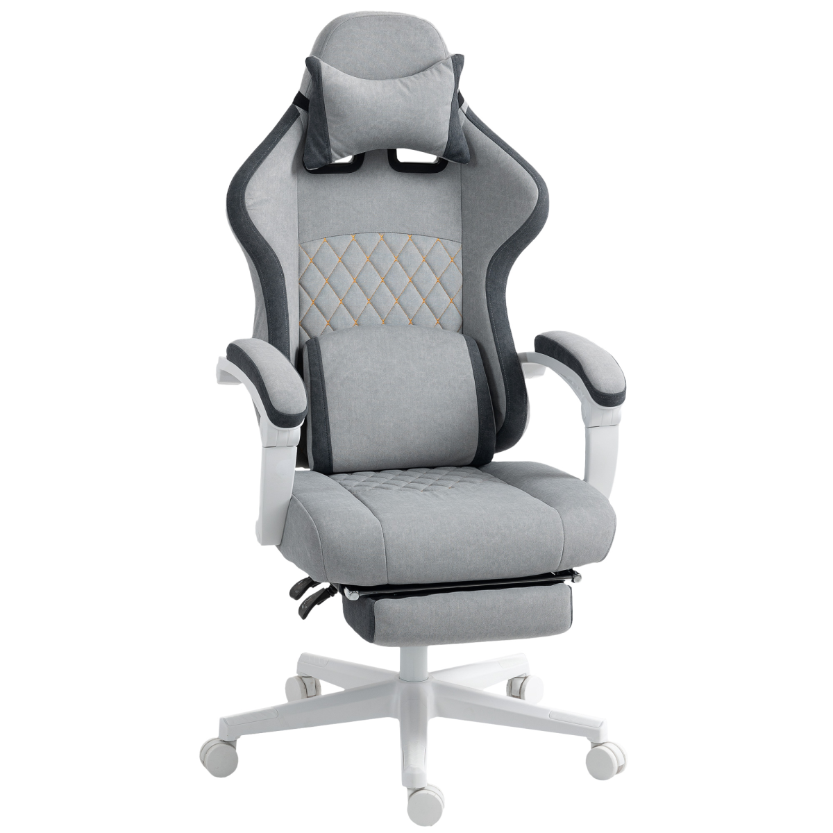 HOMCOM Printed Velvet Computer Recliner Chair with Adjustable Height, Grey