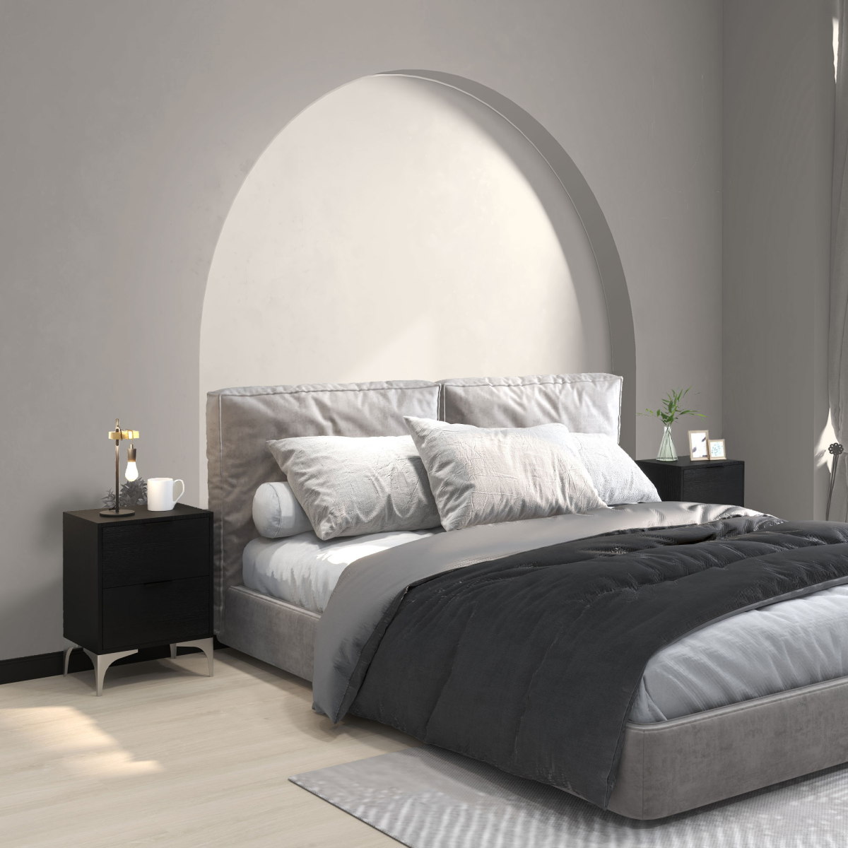 HOMCOM Bedside Tables Set of 2 with 2 Drawers for Bedroom, Living Room