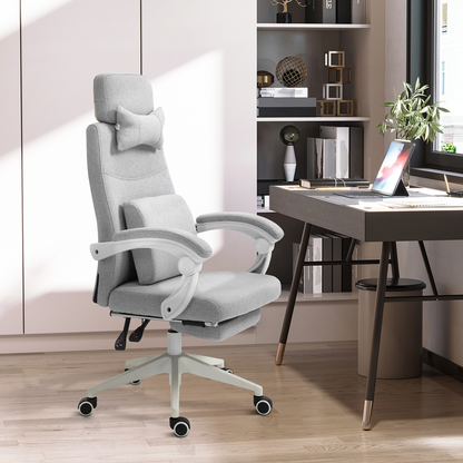 Ergonomic Home Office Chair 360 Swivel with Footrest Height Adjustable Grey