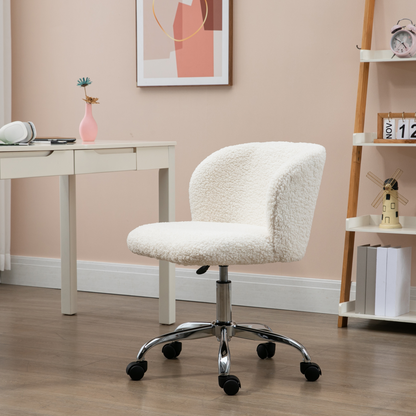 HOMCOM Office Chair, Swivel Chair with Adjustable Height and Wheels, White