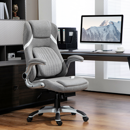 Vinsetto Fabric Office Desk Chair with Adjustable Height Tilt Function Grey