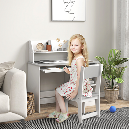 ZONEKIZ Kids Desk & Chair Set with Storage - Grey, Ages 5-8