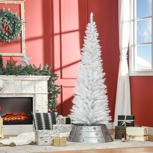 1.8m (6ft) White Pencil-Slim Artificial Christmas Tree, 390 Tips