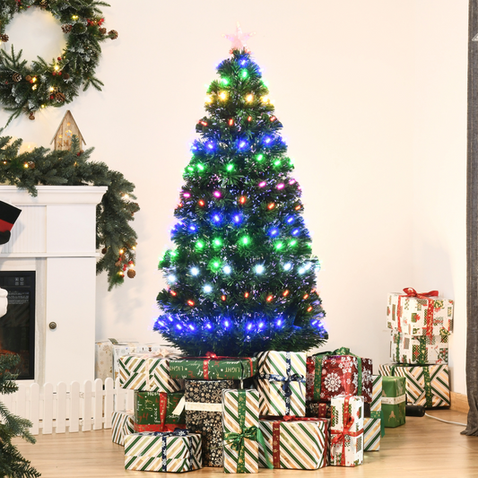 5FT Pre-Lit Christmas Tree with Star Topper, Lights & Metal Base