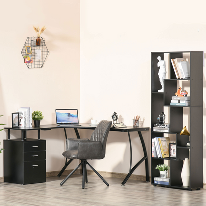 L-Shaped Corner Desk with Drawer, Black, Home Office by HOMCOM