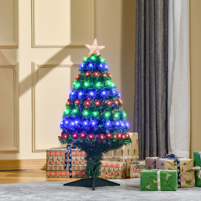 3ft Prelit Artificial Christmas Tree with Green & Multi-Coloured Fiber Optic LED