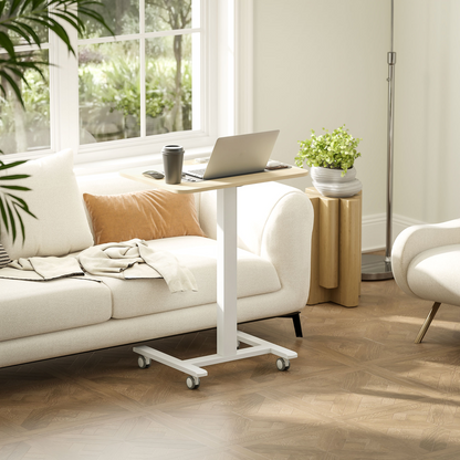 Vinsetto Standing Desk with 4 Rolling Casters - Sit/Stand, Natural Wood