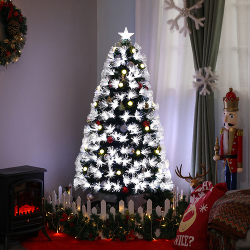 5ft White 90-LED Christmas Tree with Star Topper, Tri-Base, Pre-Lit