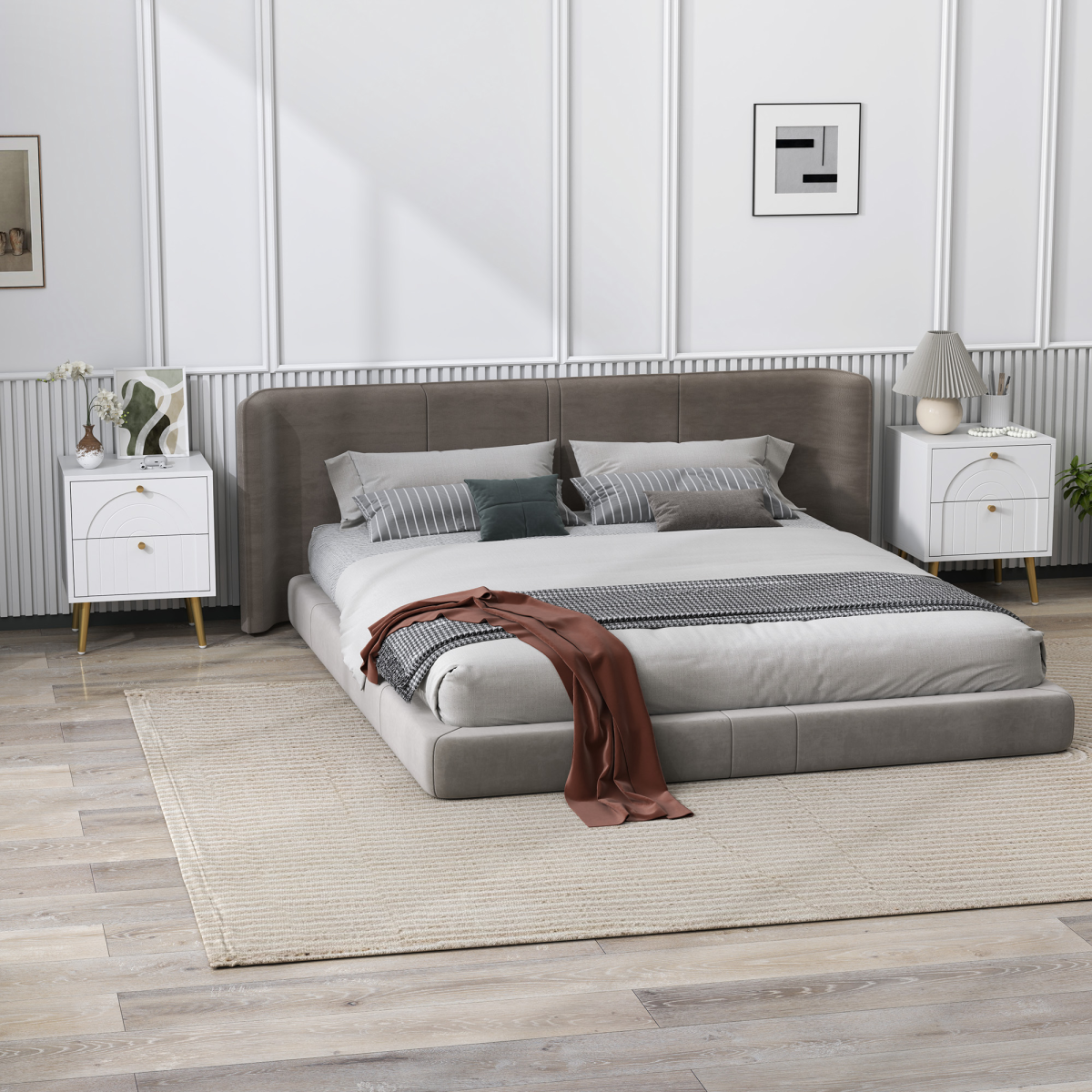 HOMCOM 2-Piece Bedside Tables Set with 2 Drawers for Bedroom, White