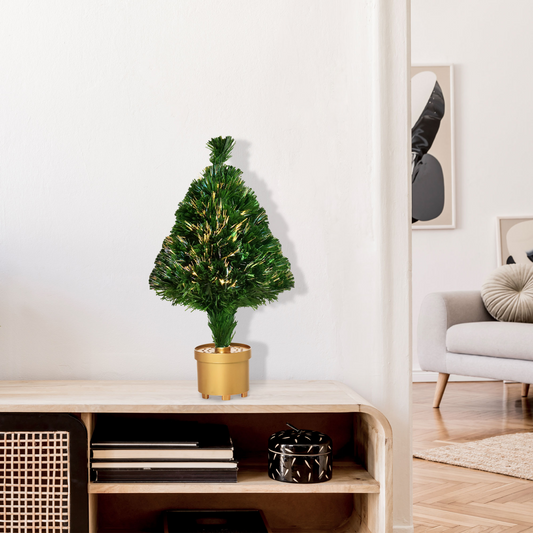 2ft Prelit Fiber-Optic LED Tabletop Xmas Tree, Multi-Color Lights