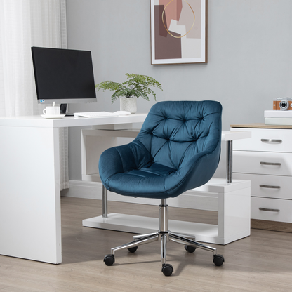 Velvet Home Office Chair Comfy Desk Chair w/ Adjustable Height Armrest Blue