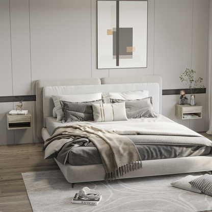 HOMCOM Floating Bedside Table Set of 2 Wall Mounted Nightstand Brown