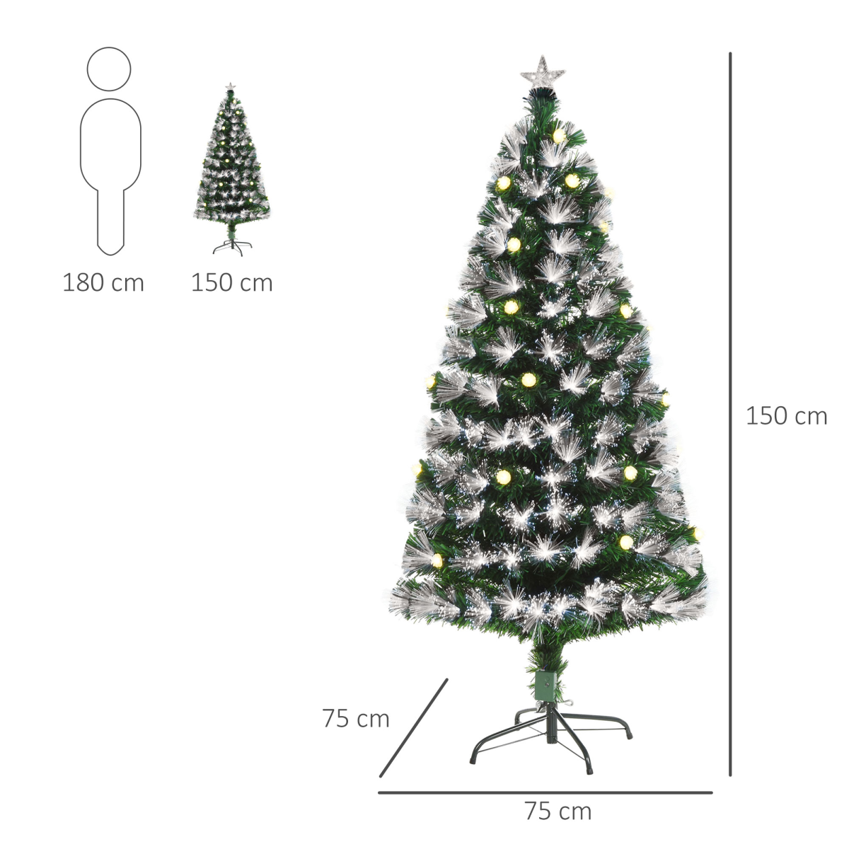 5ft White 90-LED Christmas Tree with Star Topper, Tri-Base, Pre-Lit