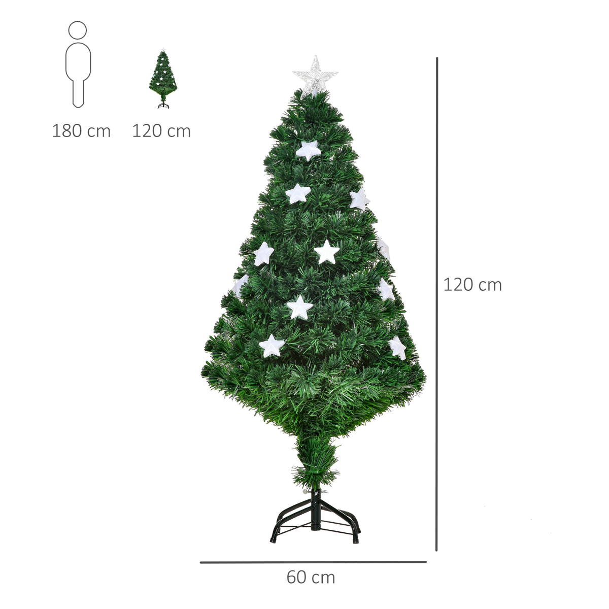 4ft Pre-Lit Artificial Christmas Tree with Fibre Star LED Lights - Indoor Green