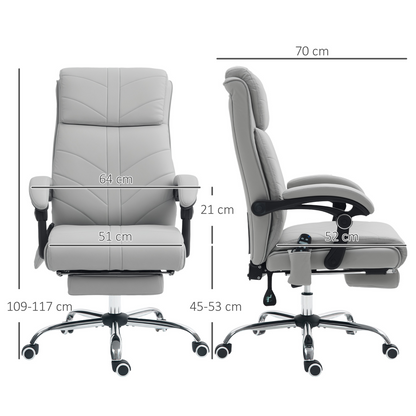Vinsetto PU Vibration Massage Office Chair with Heat, Footrest, Light Grey