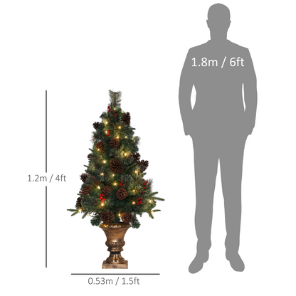 HOMCOM 4ft Artificial Christmas Tree with 60 Warm White LEDs