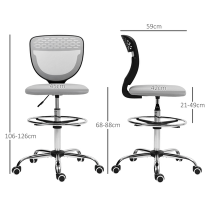 Vinsetto Draughtsman Chair, Office Chair with Wheels, Light Grey