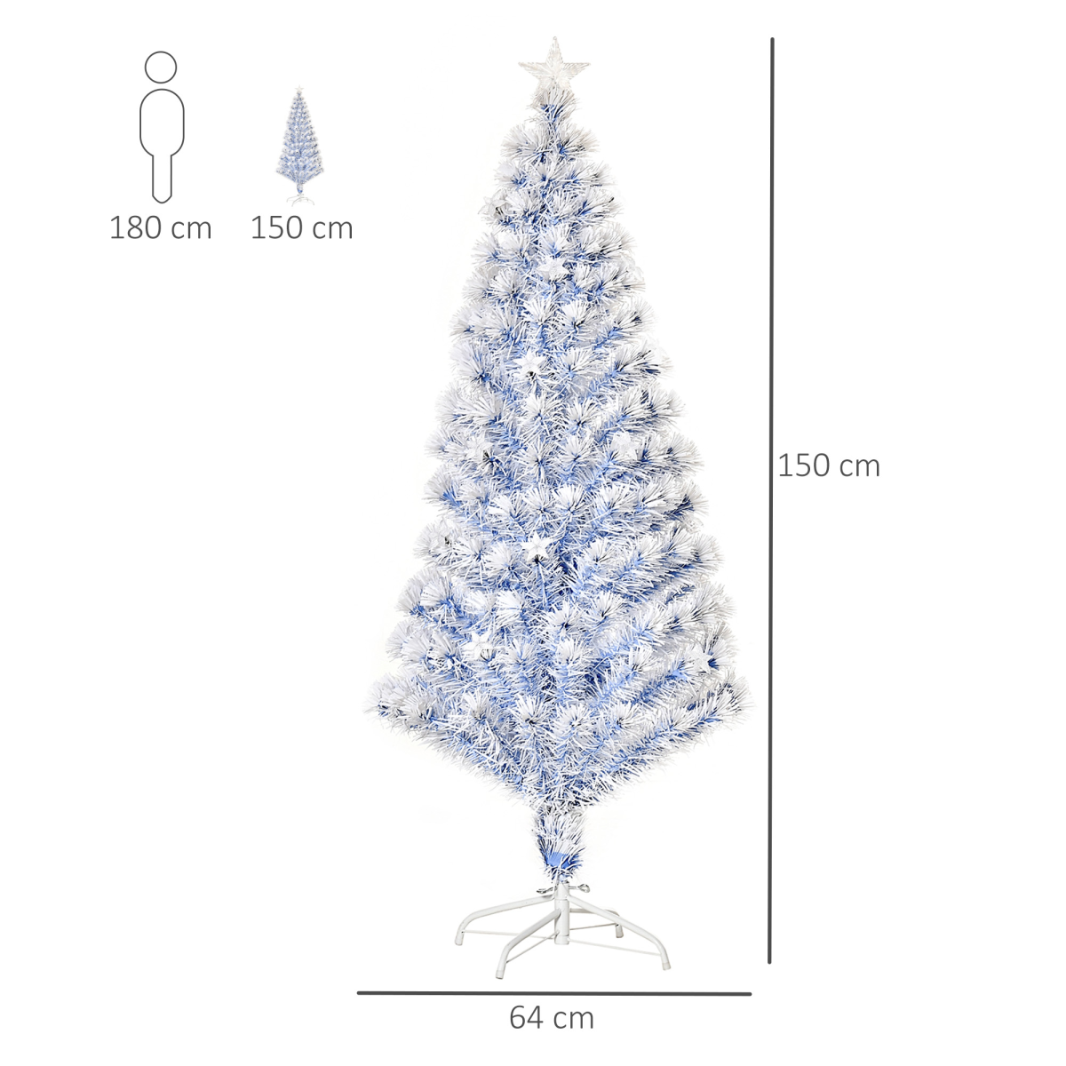 5ft White-Blue 21-LED Artificial Fibre Christmas Tree, Hinged & Easy Store