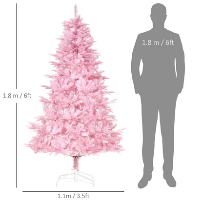 6ft Pink Artificial Christmas Tree - 892 Branches, Automatic Open