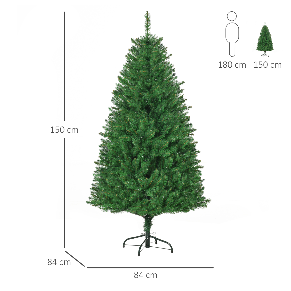 5ft Warm White LED Christmas Tree - 8 Light Sequences, Green