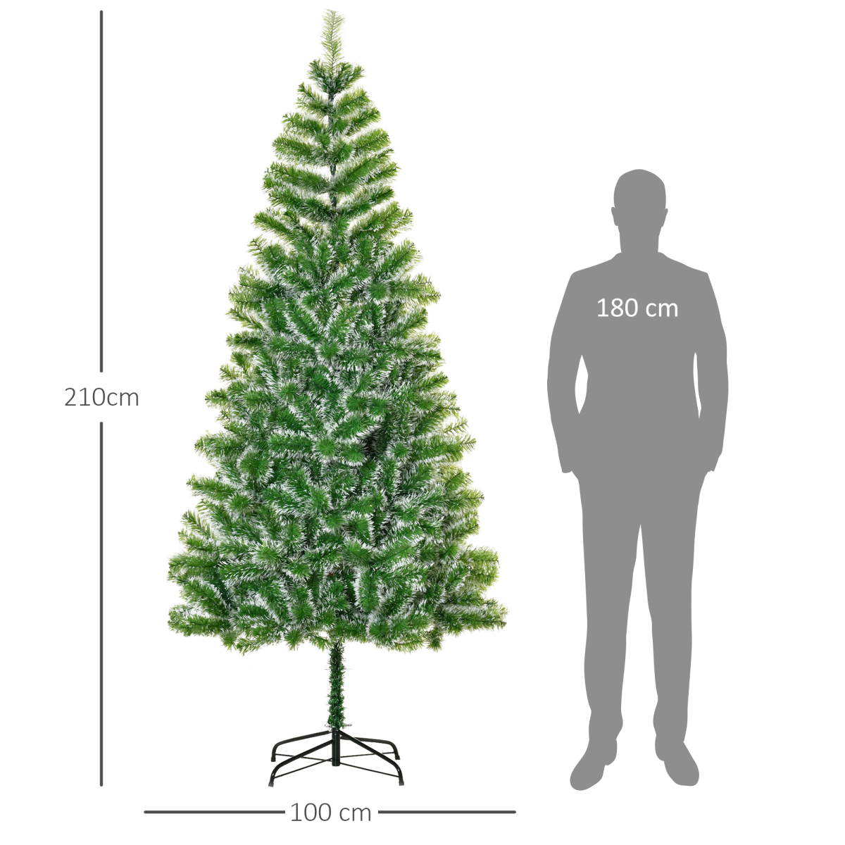 7ft Indoor Christmas Tree with 968-Tip PET Branches & Metal Stand