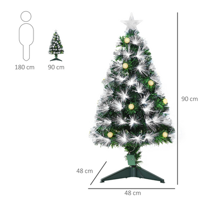 3ft White LED Christmas Tree with 90 Lights, Star Topper, Tri-Base, Pre-Lit
