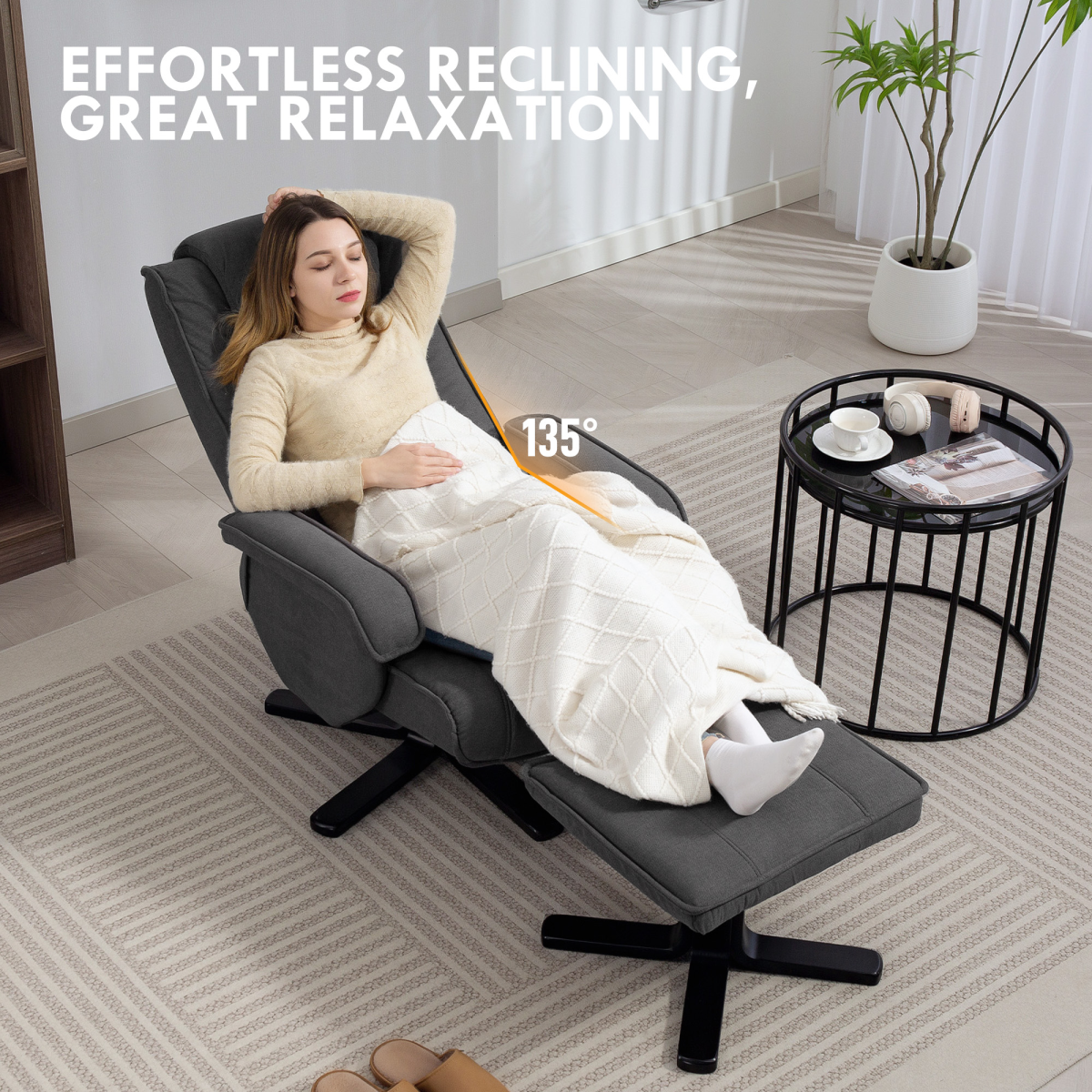 HOMCOM Rocker Swivel Recliner Chair with Footstool, Velvet Upholstered