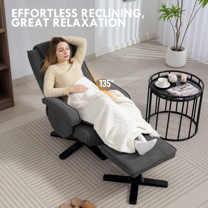 HOMCOM Rocker Swivel Recliner Chair with Footstool, Velvet Upholstered