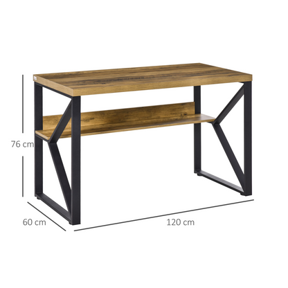 K-Shaped Steel Desk with Storage Shelf – Home Office Computer Table