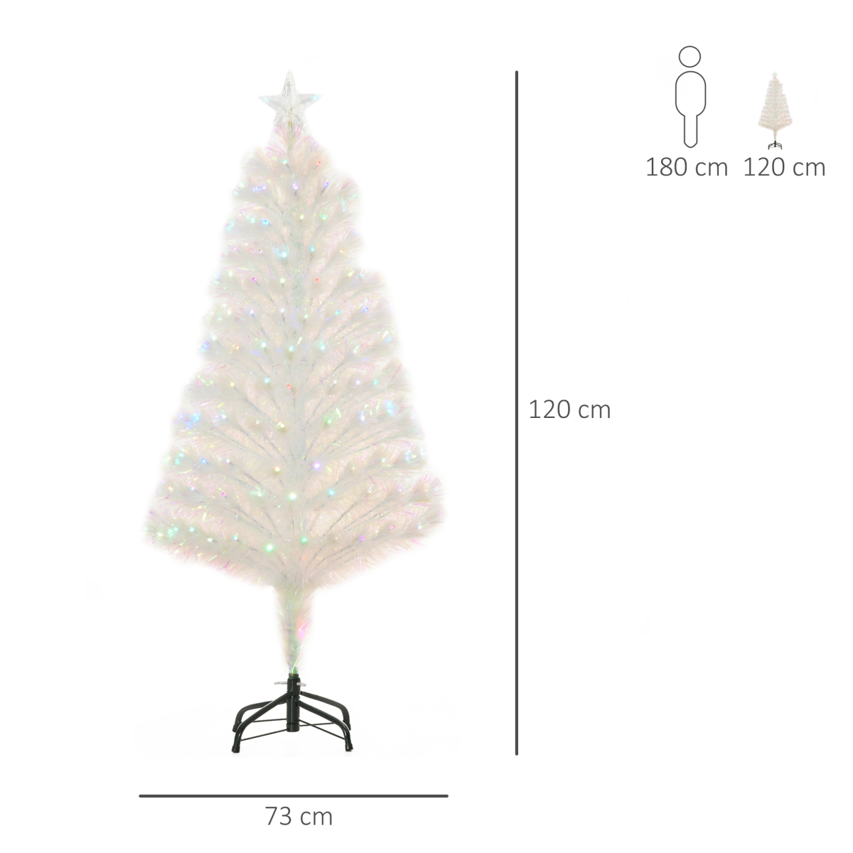 4ft Prelit Artificial Christmas Tree with Fiber Optic LED Lights, White