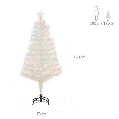 4ft Prelit Artificial Christmas Tree with Fiber Optic LED Lights, White