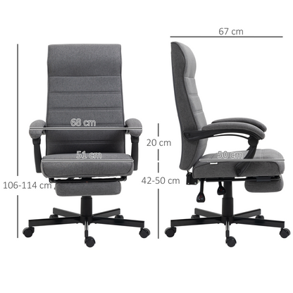 Home Office Chair High-Back Reclining Chair for Bedroom Study Living Room Grey