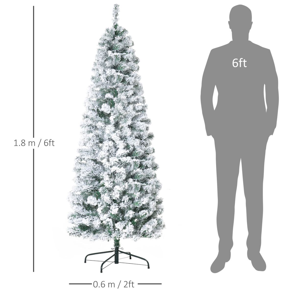 6ft Prelit Snow-Flocked Christmas Tree with 250 Warm LED Lights