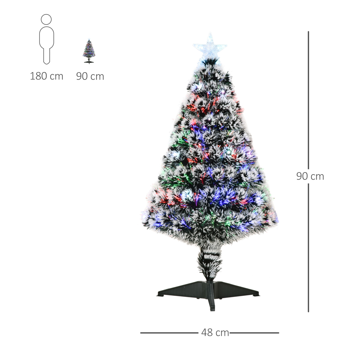 3ft Snow-Dipped Prelit Christmas Tree with LED Fiber Optics (Green/White)