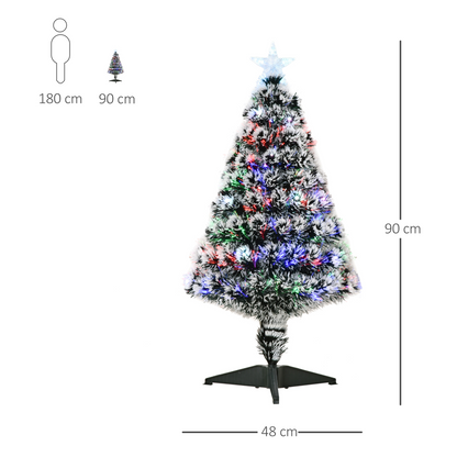 3ft Snow-Dipped Prelit Christmas Tree with LED Fiber Optics (Green/White)